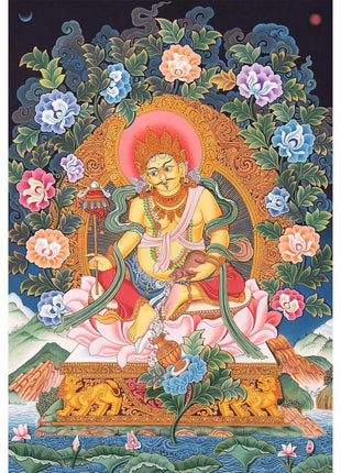 Kubera Thangka | Dzambhala With Mongoose | Original Handpainted Decor