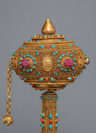 Prayer Wheel Buddhist | 24k Gold Plated