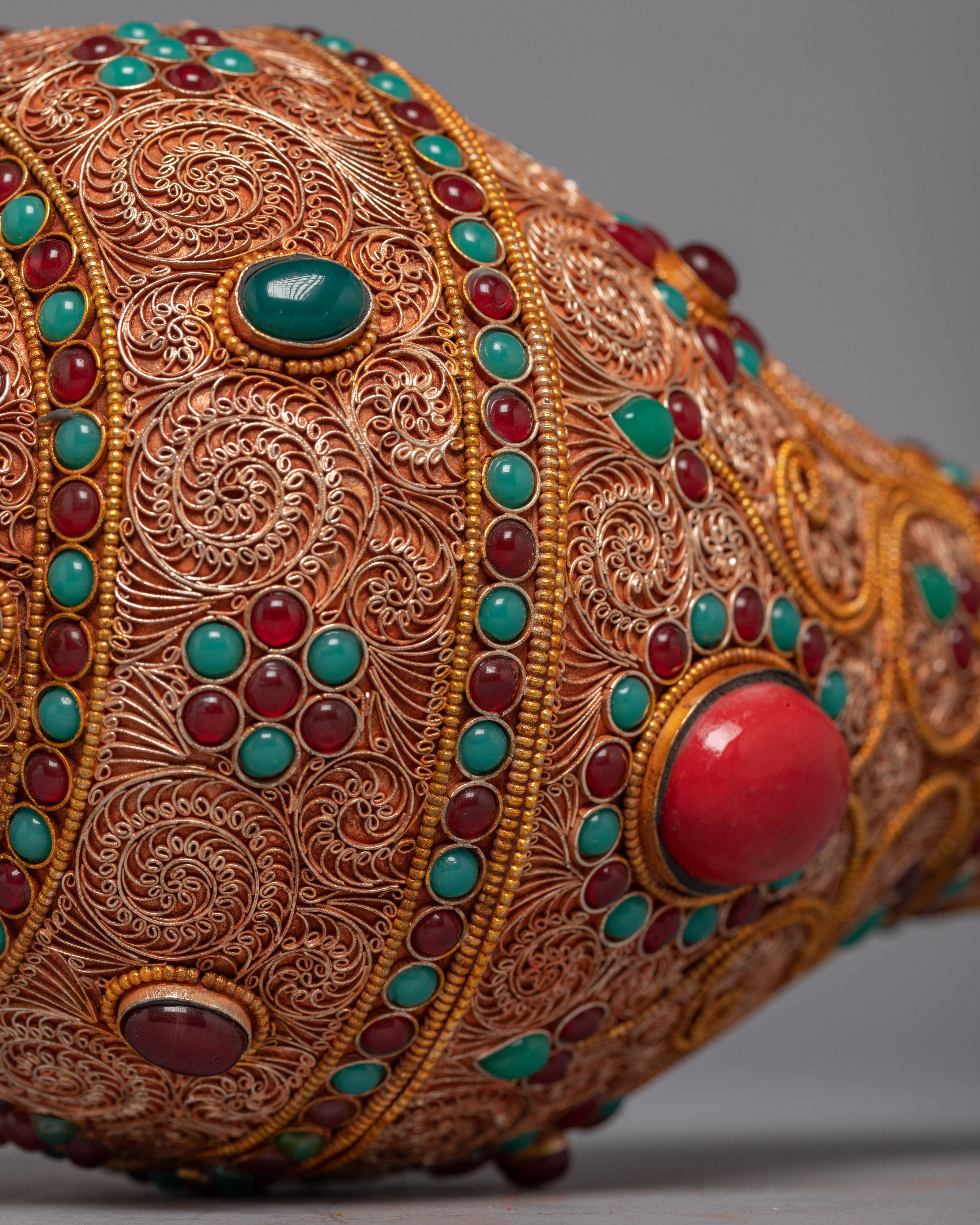 24k Gold Plated Conch Shell Trumpet | Himalayan Art