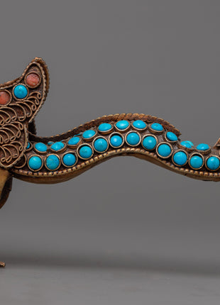 Chinese Dragon Statue Set | Copper Statues Adorned with Gemstones
