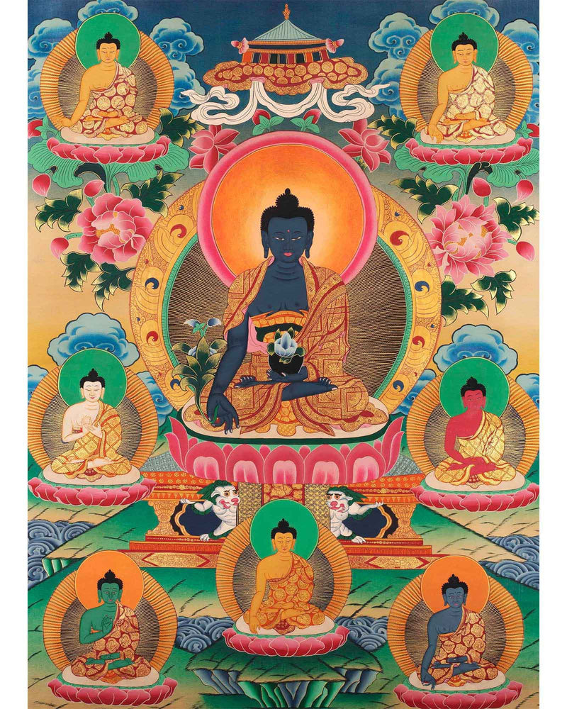 Eight Medicine Buddha Thangka | Wall Decoration Painting