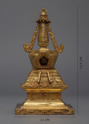 24K Gold Plated Stupa |Tibetan Buddhism Stupa