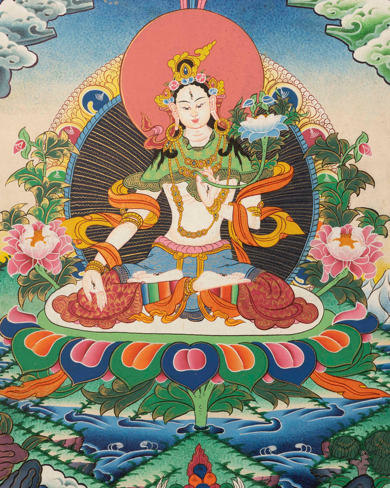 Female White Tara | Tibetan Buddhist Religious Thangka