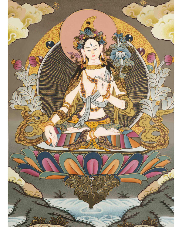 Buddhist White Tara |  Tibetan Female Thangka