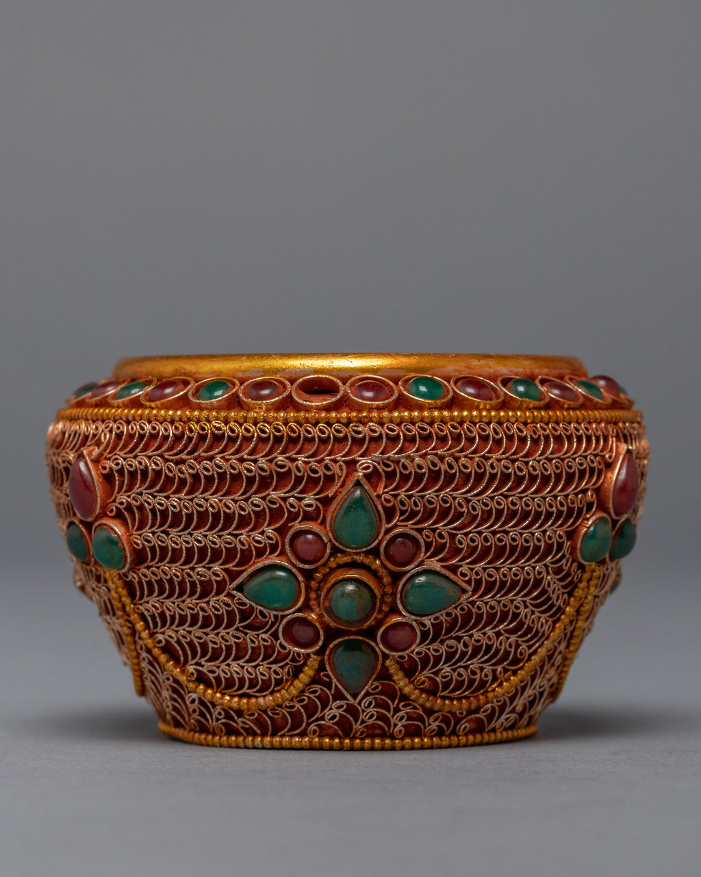 Filigree Inlay Crock Pot | Traditional Artifact | Ritual Objects