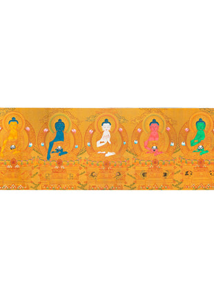 Five Dhyani Buddhas | Original Hand painted Five Buddhas Thanka Painting