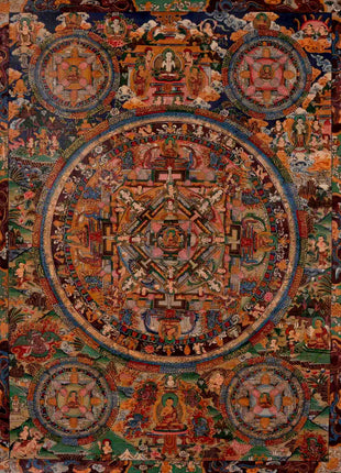 Five Mandalas Thangka | Oil Varnished Artwork | Wall Decors