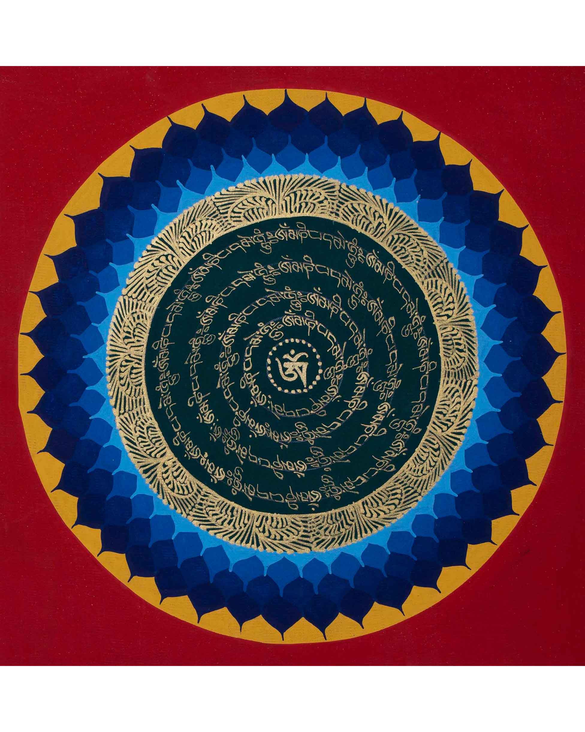 Flower Mandala Thangka | Buddhist Handpainted Art | Religious Wall Decor