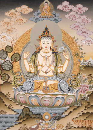 Four Armed Avalokiteshvara Chenrezig | Good Luck Symbols Art