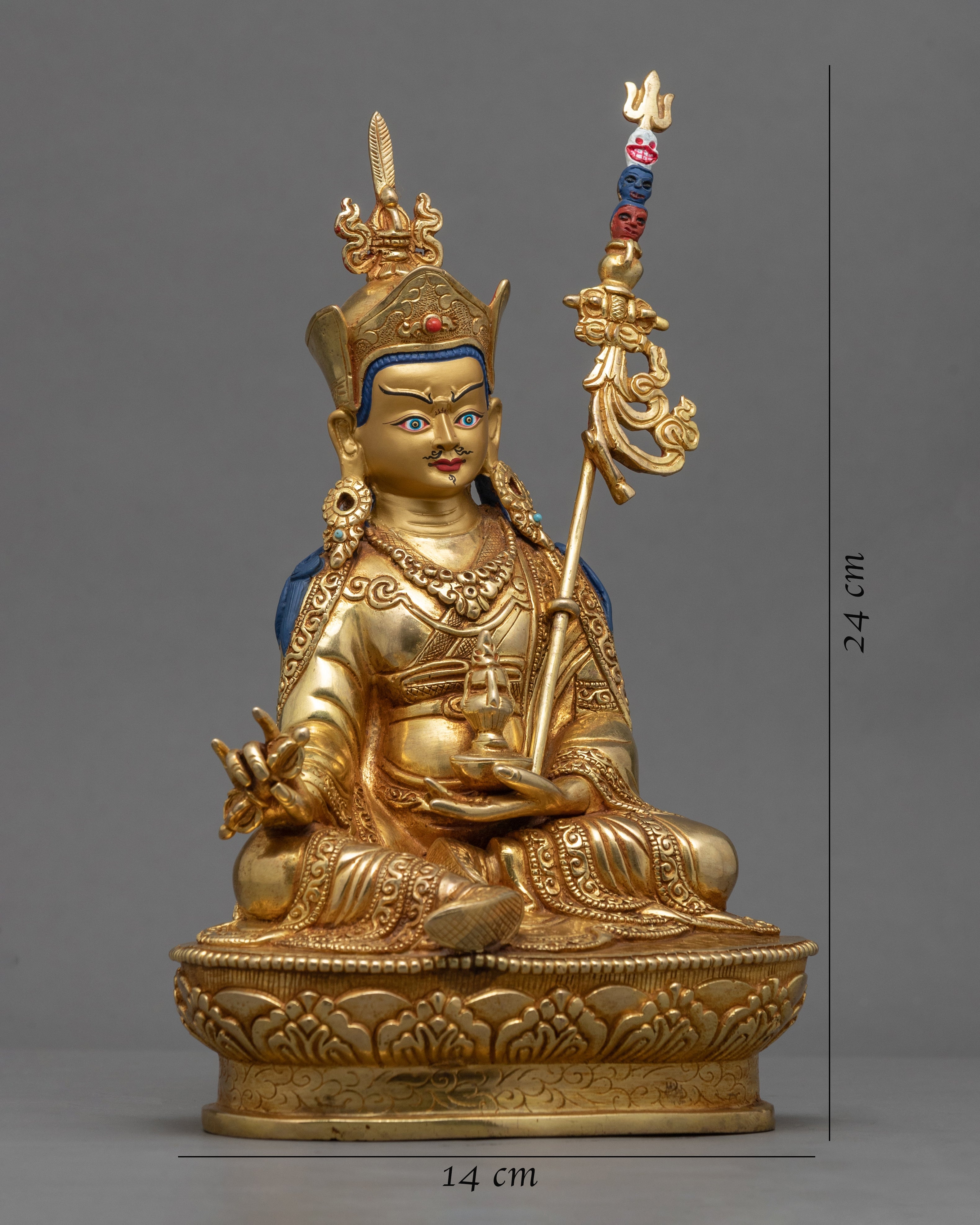 Traditionally Hand-Crafted Guru Rinpoche Prayer Statue | Lotus Born Master Padmasambhava Art