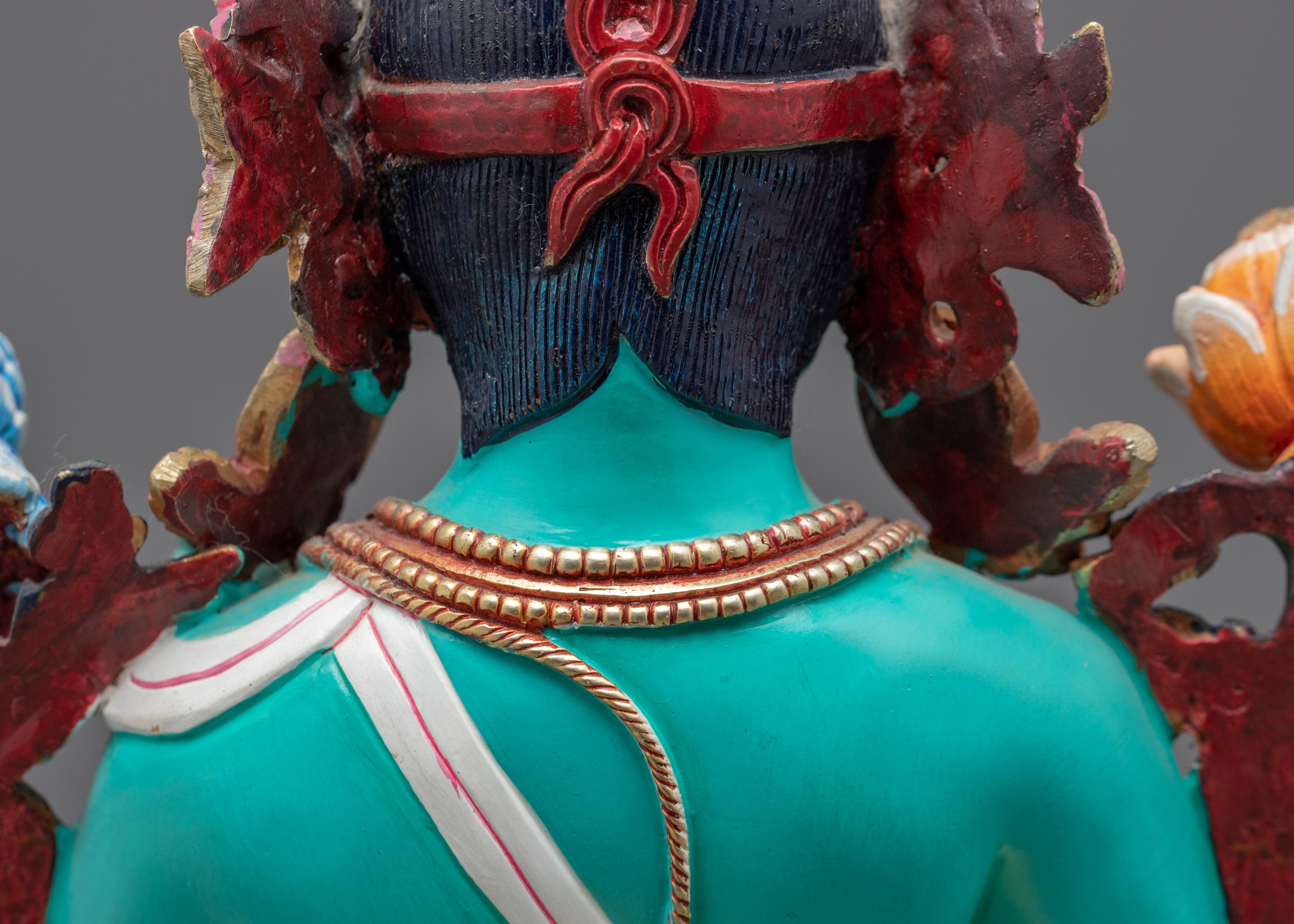 Tibetan Green Tara Guru Sculpture | Female Bodhisattva Statue for Meditation