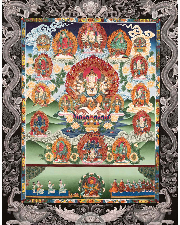 Ganesh Painting | Paubha Art Hand Painted Thangka | Tibetan Religious Art