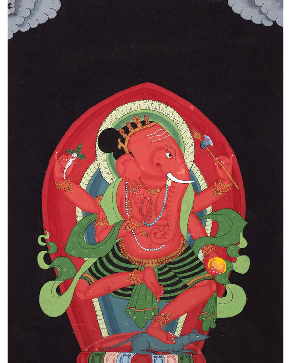 Ganesh Thangka Painting | Wall hanging Decoration for Positivity
