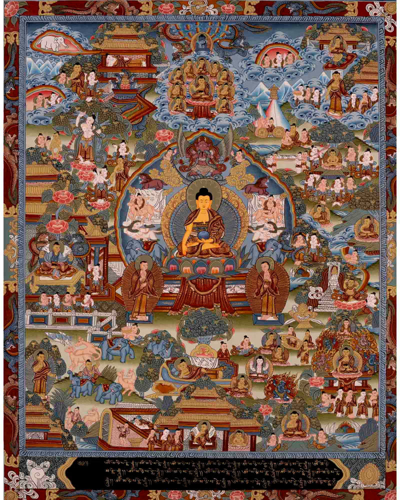 Gautam Buddha's Life Story | Religious Buddhist Thangka | Wall Decors