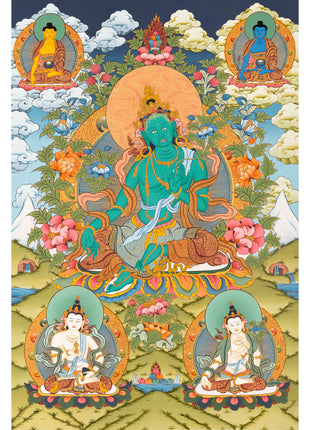 Goddess Green Tara Thangka | Spiritual Wall Art