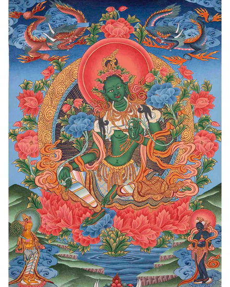 Goddess Green Tara | Religious Buddhist Artwork | Wall Decors