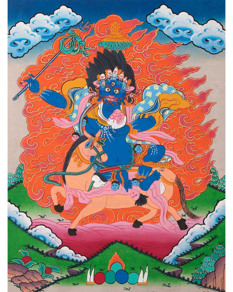Goddess Palden Lhamo Thangka | Feminist Deity Vajrayana | Wall Decor