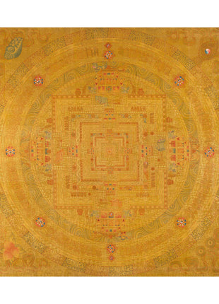 Gold Kalachakra Mandala Thangka | Tibetan Buddhism Spiritual Painting