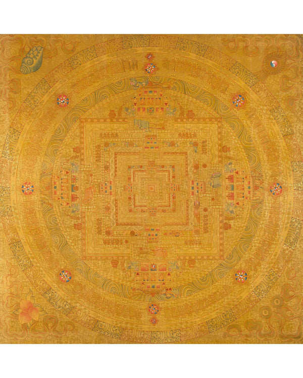 Gold Kalachakra Mandala Thangka | Tibetan Buddhism Spiritual Painting