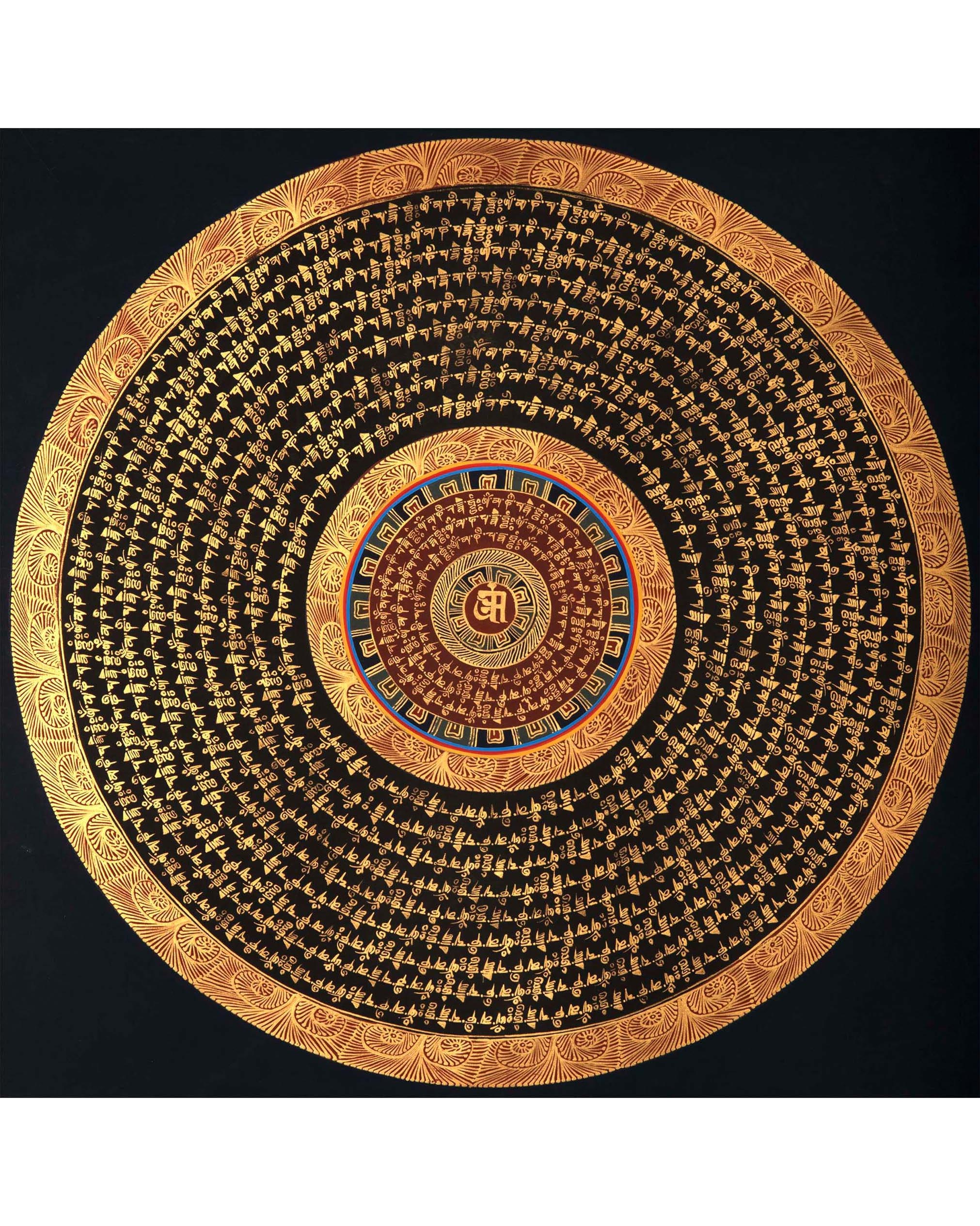 Gold Mantra Mandala | Mandala Thanka