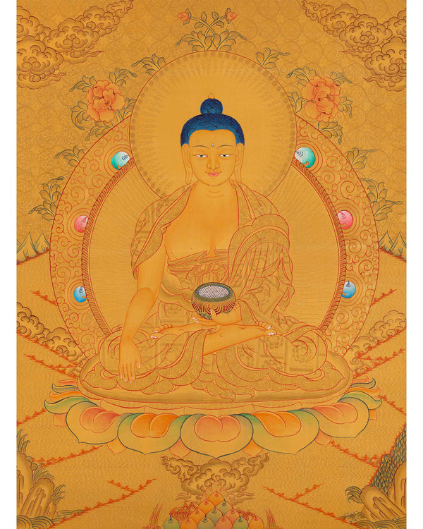 Gold Shakyamuni Buddha Thangka | Himalayan Art