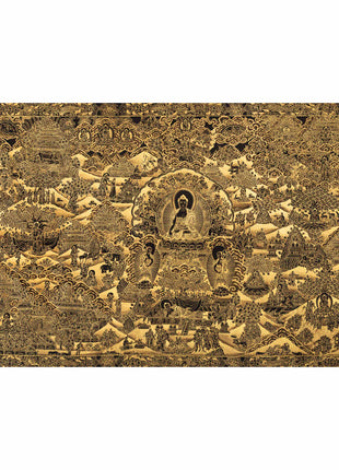 Gold Style Buddha Life Story | Tibetan Buddhist Wall Decoration Art Thangka