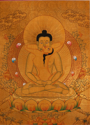 Gold Style Buddha Thangka | Samantabhadra Yab Yum Buddha Art