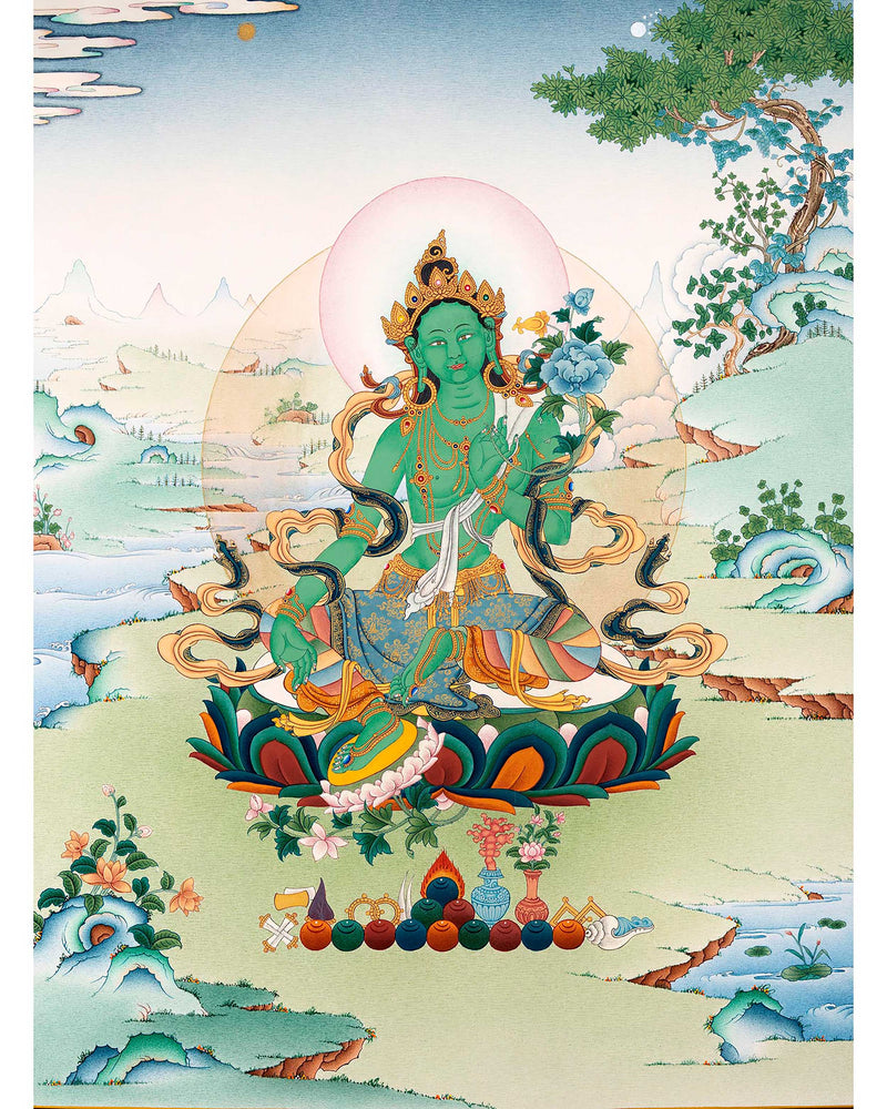 Green Tara Goddess Thangka