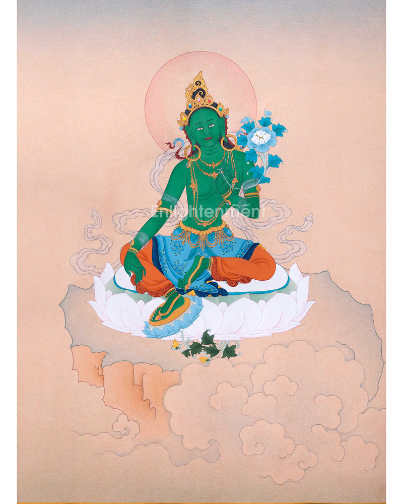 Beautiful Mother Green Tara Thangka For Mindfulness | Traditional Hima