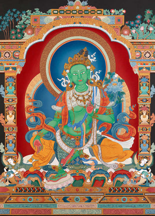Green Tara Thangka Print