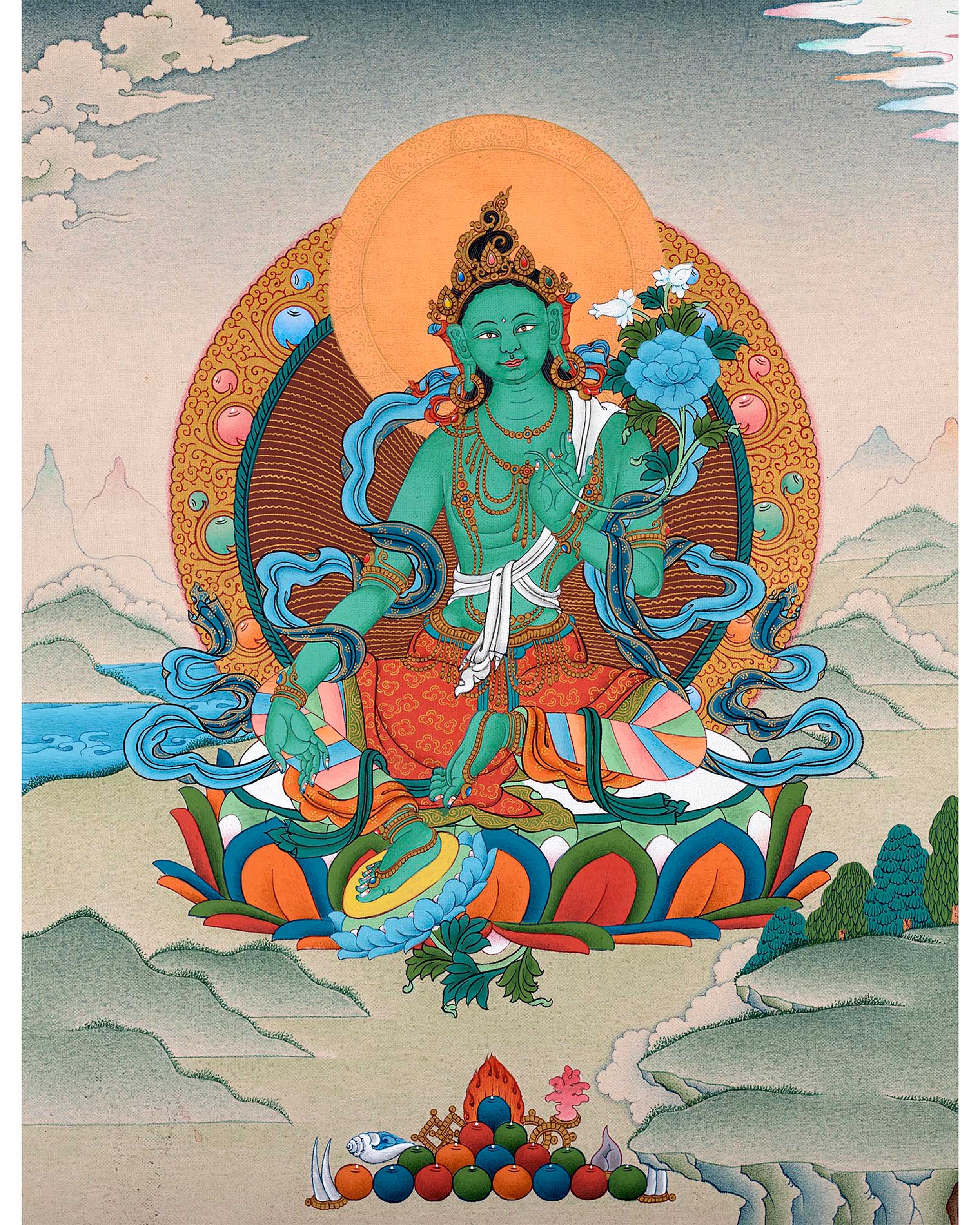 Mother Green Tara Thangka | Tibetan Buddhist Painting