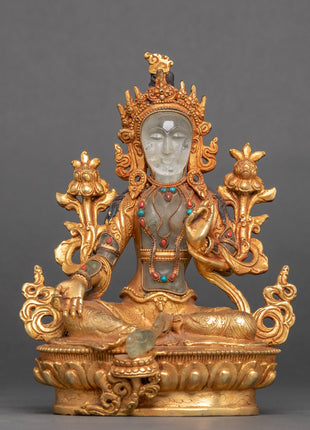 Green Tara Crystal Statue 