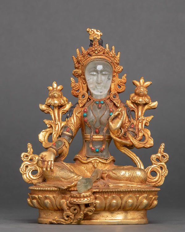 Green Tara Crystal Statue 