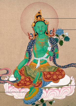Green Tara Thangka Painting | Traditional Tibetan Art