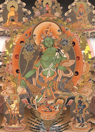 Green Tara Liberation Mother Thangka | Wall Hanging For Peace