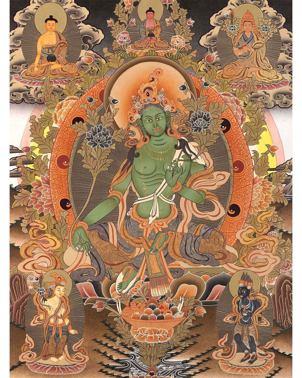 Green Tara Liberation Mother Thangka | Wall Hanging For Peace