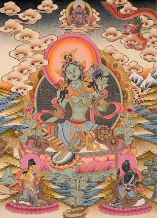 Green Tara Thangka Painting | Buddhist Gifts | Wall Decors