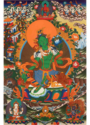 Buddhist Green Tara Thangka | Handpainted Artworks | Wall Decors