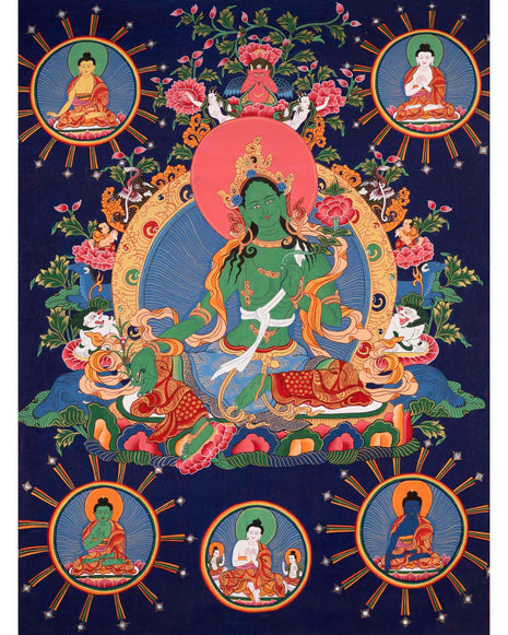 Green Tara Thangka | Wall Decor Painting