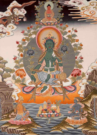 Green Tara Painting | Healing Female Deity | Traditional Tibetan Thangka
