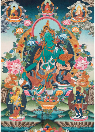 Female Green Tara Thangka | Decorative Art
