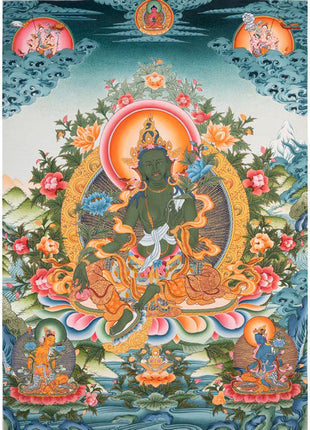 Buddhist Green Tara | Healing Female Deity Thangka