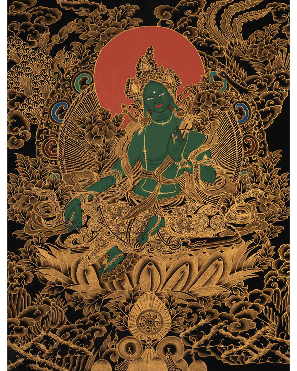 Green Tara Thangka | Healing Tara Painting | Wall Decors