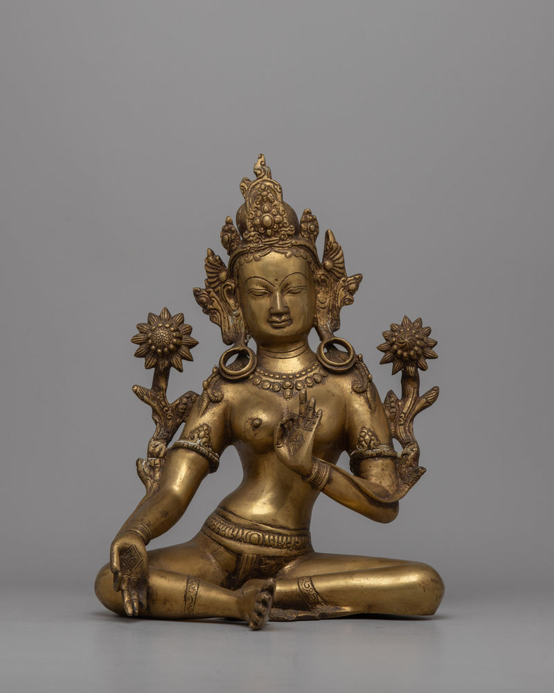 Brass Green Tara Statue