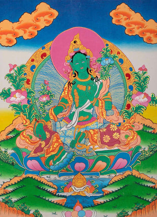 Green Tara | Tibetan Thangka Painting | Wall Decoration