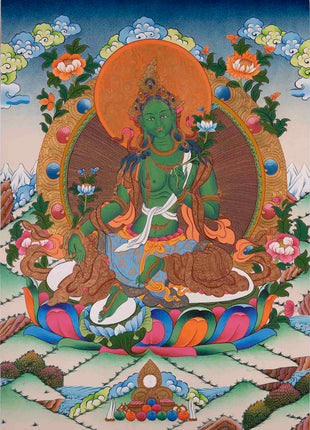 Green Tara | Traditional Buddhist Thangka | Wall Decors
