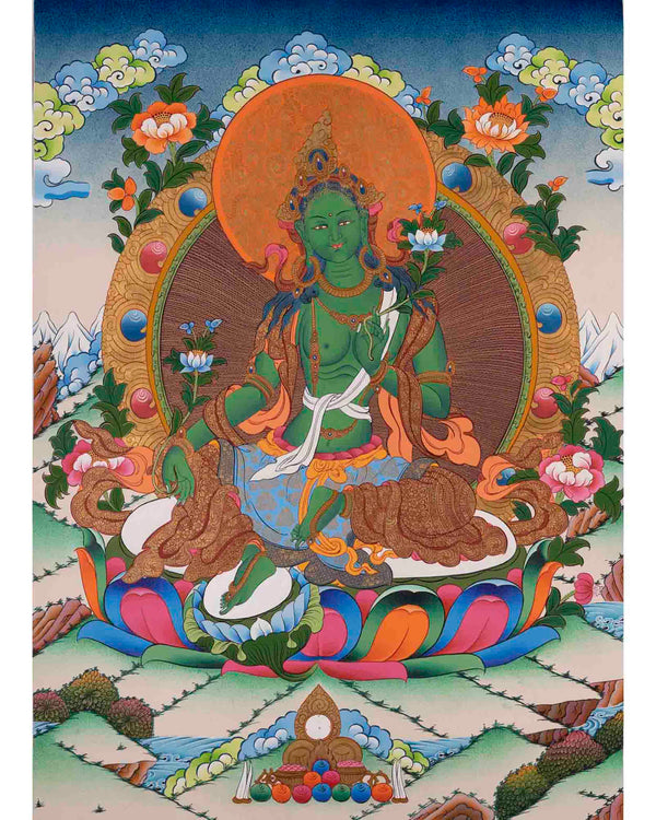 Green Tara | Traditional Buddhist Thangka | Wall Decors