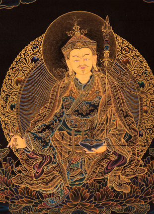 Guru Rinpoche Tibetan Thangka | Genuinely Gold Gilded Buddhist Art