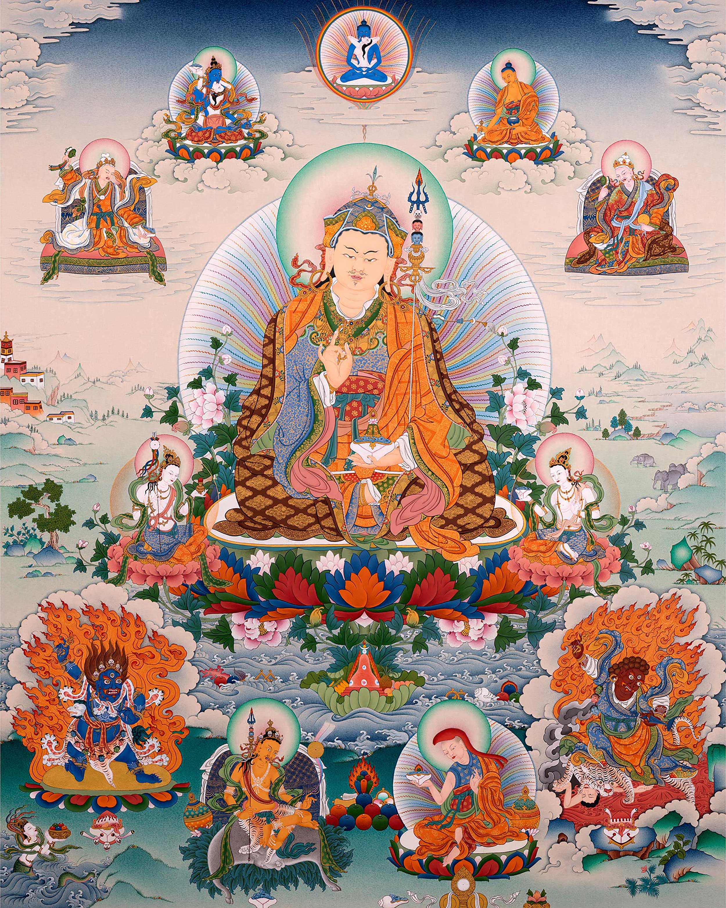 Guru Padmasambhava Manifestation Thangka | Tibetan Thangka Canvas Prin