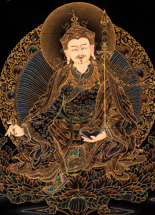 Small Gold on Black Thangka of Guru Rinpoche